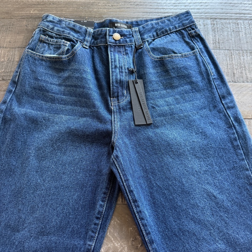 Rina Rossi High Rise Mom Jeans Dark Wash Size 29 NWT No Rips - Picture 3 of 9
